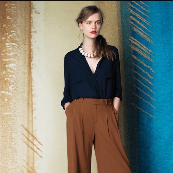 Anthropologie Tops - [Anthropologie] Maeve Eva Navy Wrap Blouse Size 6